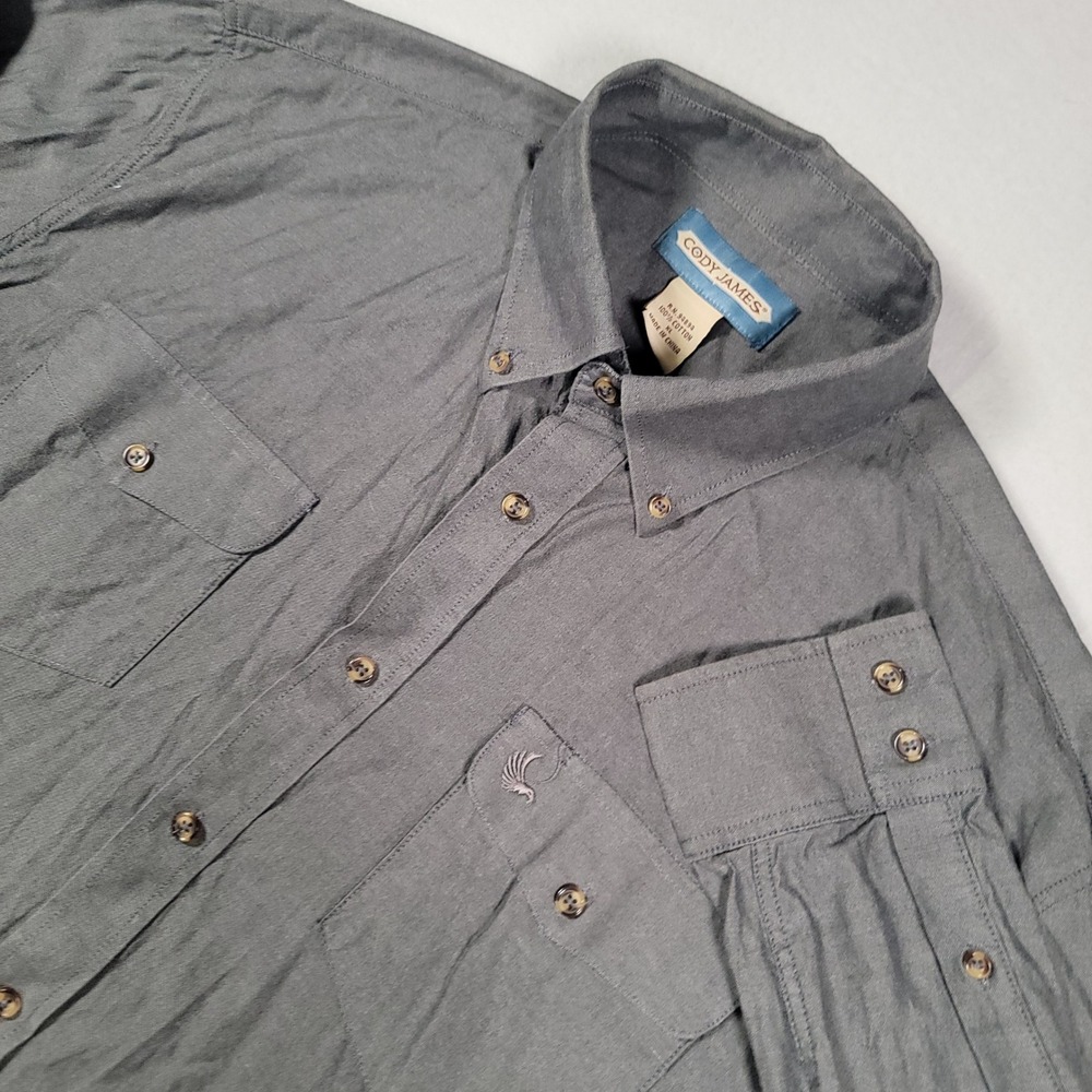 Cody James Western Shirt Mens XL Gray Solid Long Sleeve Cotton Button Down